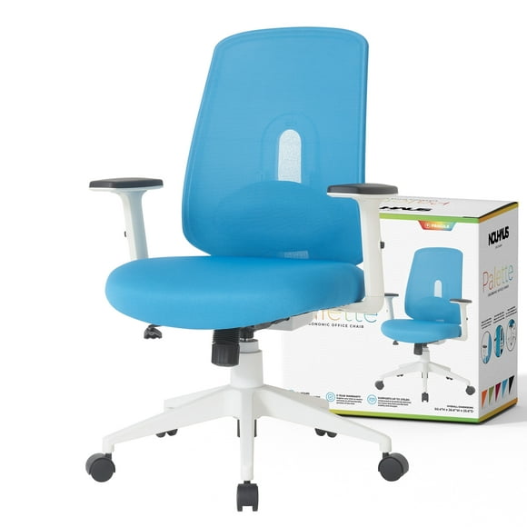 NOUHAUS Palette Chaise de Bureau Ergonomique Confortable Chaise de Bureau Ordinateur Pivotant, Lombaire Ajuster Chaise Roulante (Bleu)