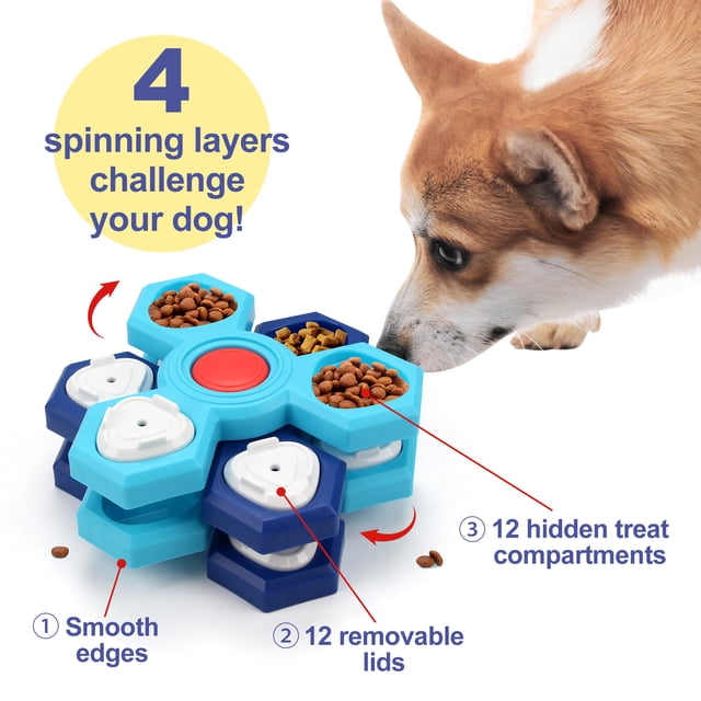 Interactive Pet Toy Multi-Layer Rotating Turntable Slow Feeder Bowl, Dog Food Puzzle Toy for IQ Training & Foraging