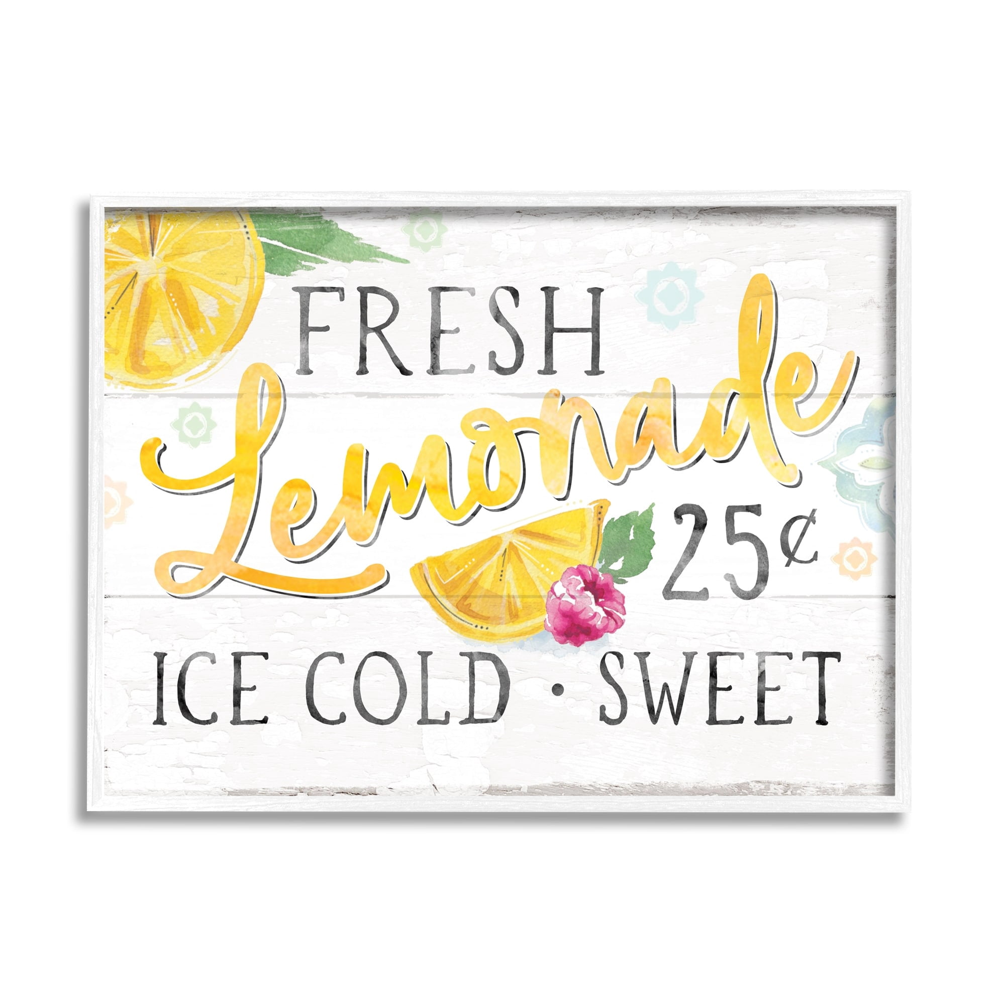Stupell Industries Fresh Lemonade Rustic Country Citrus Fruit Sign Framed Wall Art, 30 x 24, Design by Courtney Morgenstern