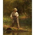 thumbnail image 2 of Johnson, Eastman 15x17 White Modern Wood Framed Museum Art Print Titled - Boy Fishing, 2 of 4