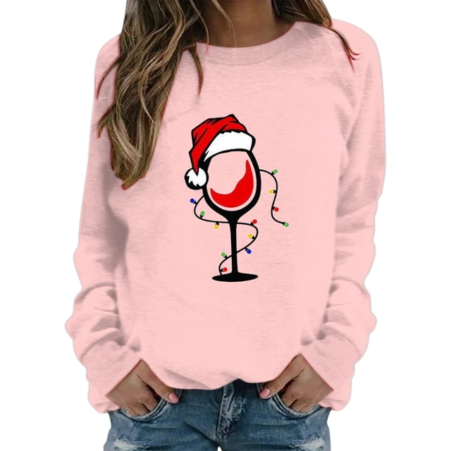 toraway Chandails en Molleton Col Rond Femmes Vintage Chandail en Molleton de Noël Col Rond Manches Longues Chandail en Molleton Motif Vacances TG