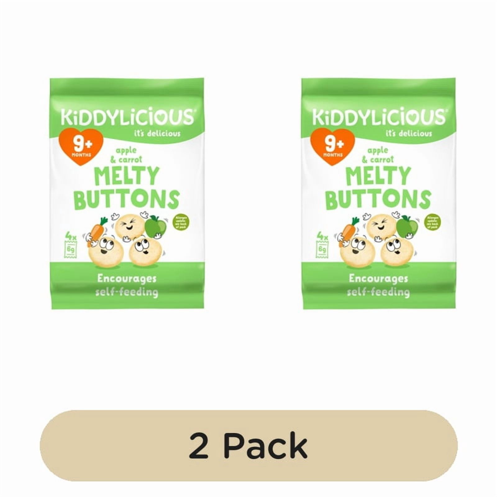 Kiddylicious Apple & Carrot Melty Buttons Baby Snacks Multi 5 x 6g, British Import (Pack of 2)