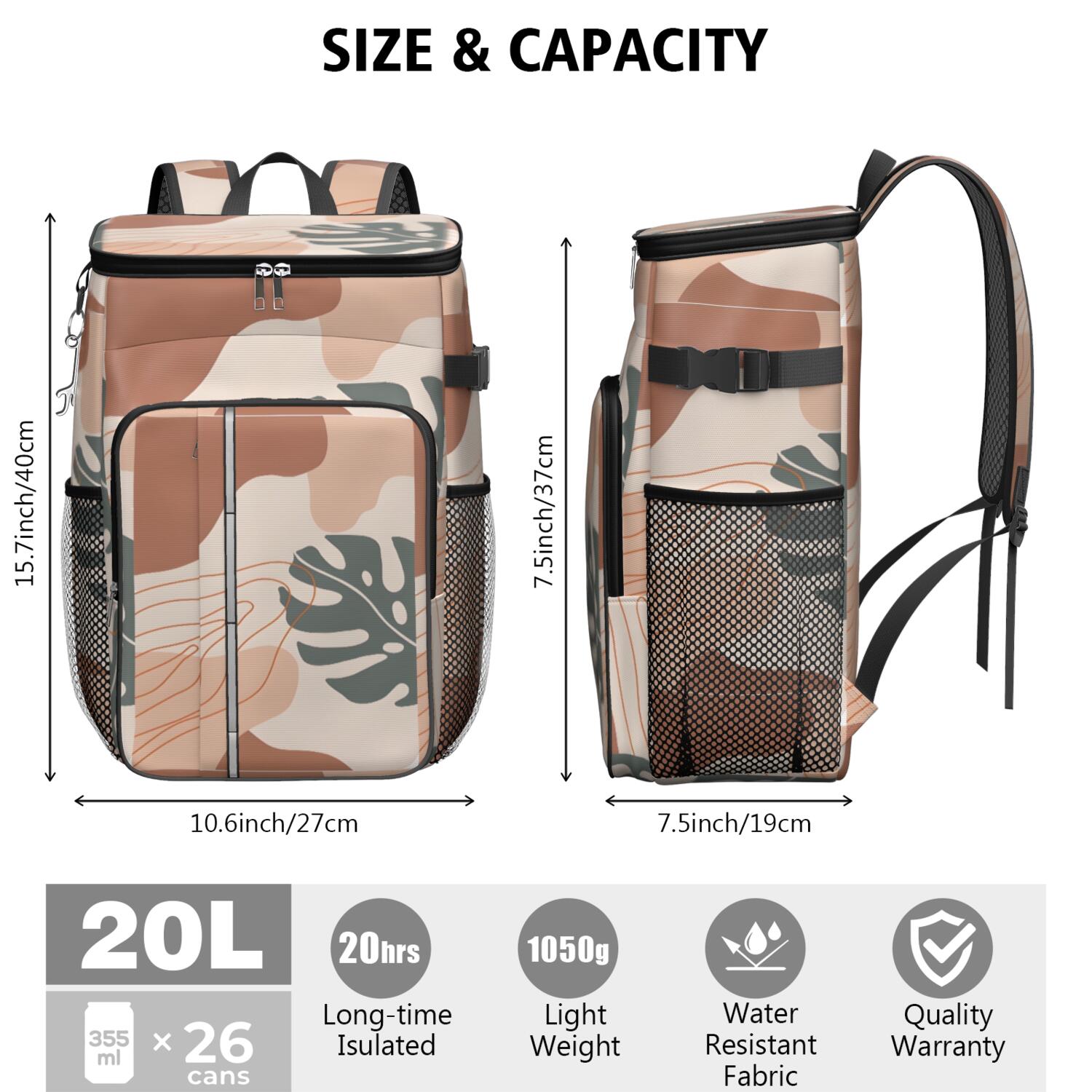 Travel Cooler Bag - Boho Bohemian Art Camping Beer Cooler Backpack with Bottle Opener- Waterproof Insulated Picnic Backpacks - Cooler Bag for Beach