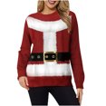 thumbnail image 2 of Qiopertar Mode Femmes Imprimé Col Rond Pull Tops Manches Longues Blouse Confortable Chandail en Molleton Offres de la Semaine Liquidation Moins de 5$ jusqu'à 90 % de Réduction, 2 of 3