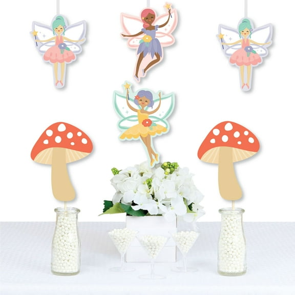 Big Dot of Happiness Let's Be Fairies - Mushroom Decorations DIY Fairy Garden Birthday Party Essentials - Set of 20