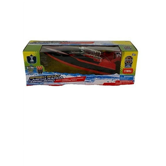 Speed Boat Radio Controlled Battery Powered Red with Black and White Strips