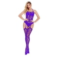 thumbnail image 4 of Ropa interior sexy uniforme elegante mono jacquard entrepierna abierta medias pantimedias, 4 of 5