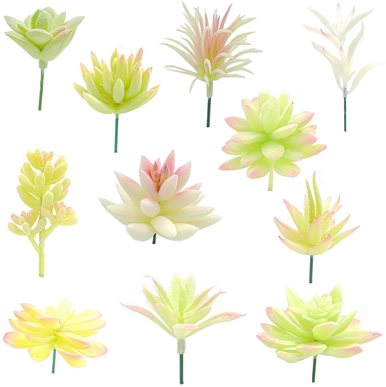 YHDSN 11 Pcs Mixed Artificial Succulent Plants Cactus Faux Plants Without Pots DIY Perfect Mini