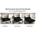 thumbnail image 6 of 63.8" Queen Size Sofa Bed,Folding Sofa & Couch Beds with Side Storage,Multi-Functional Velvet Loveseat Pull Out Bed for Living Room Apartment Office,3-in-1 Convertible Sleeper Sofa Bed,Black, 6 of 7