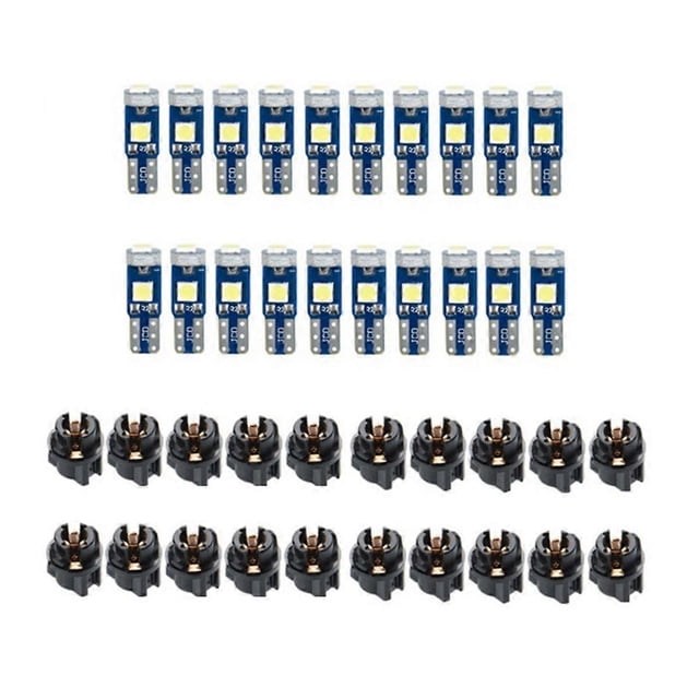 20Pcs T5 LED Lights for Car Dashboard Panel Gauge Indicator, 3030-3SMD Light Replacement with Twist Lock Socket - Green
