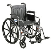 Drive Medical Sentra EC Heavy Duty Steel Wheelchair, Detachable Desk Arms, Swingaway Footrests, 20" Seat