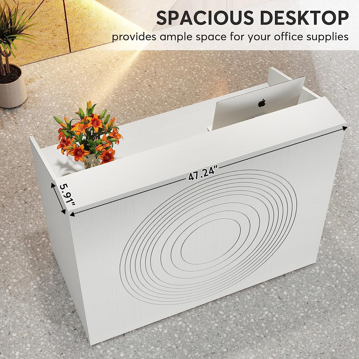 Tribesigns Modern 47" Front Desk, Wood Reception Desk Retail Counter for Salon, Home Office, White