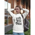 thumbnail image 2 of Write Your  Own Story Sweatshirt Women -Image by Shutterstock, Female 5X-Large, 2 of 4