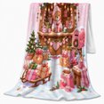 thumbnail image 2 of Whimsical Teddy Bear Christmas Cabin Shop Pink, Festive Holiday Scene, Warm Flannel Blanket for Cabin and Lodge with Detailed Artwork, Art Lovers Christmas Gift, Festive Home Decor, 2 of 9
