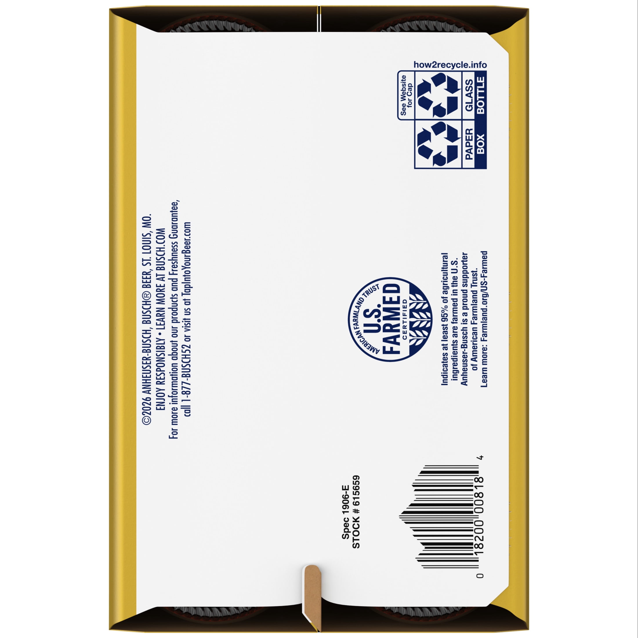 Busch American Lager Beer 6 pack 12 fl oz Glass Bottles 4.3% ABV