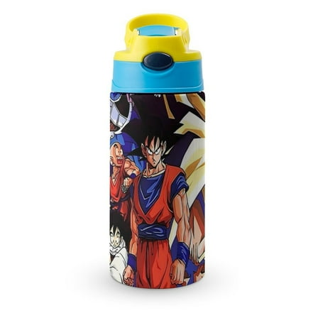 Kids Insulated Stainless Steel Dragon Ball Water Bottle Goku Cups with Covered Pop-Up Straw for Boys Girls