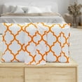 thumbnail image 2 of Mocassi Pattern Printed Pillowcases 2-Piece Set Egyptian Quality 1500 Thread Count Timeless Classic Designs Soft and Smooth Weave, Wrinkle Resistant, Quatrefoil King Pillowcase, Orange, 2 of 5
