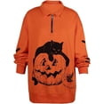 thumbnail image 3 of Black Cat on Pumpkin Sweatshirt Halloween Sweatshirts for Women Fall Pumpkin Face Tee Lightweight Pullover Tops, 3 of 9