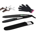 thumbnail image 1 of LOVANI Plancha de pelo de titanio 450 F de alto calor con pantalla LCD digital de doble voltaje, apagado automático, bolsa resistente al calor, guante y 2 pinzas para el cabello (juego de 7 piezas), c, 1 of 5