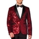 thumbnail image 1 of CHAQUETA BRILLANTE TUXEDO SEQUIN INSPIRAR CHIC PARA HOMBRE CON PATRÓN ARGYLE Y SOLAPA PICO XL ROJO, 1 of 6