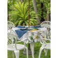 thumbnail image 3 of Outdoor Tablecloth with Umbrella Hole for Patio/Picnic/Party/Camping, Spring Botanical Waterproof Table Cloth Round Cover Washable, Watercolor Floral Butterfly Country Wood Gray (Dia 60"), 3 of 8