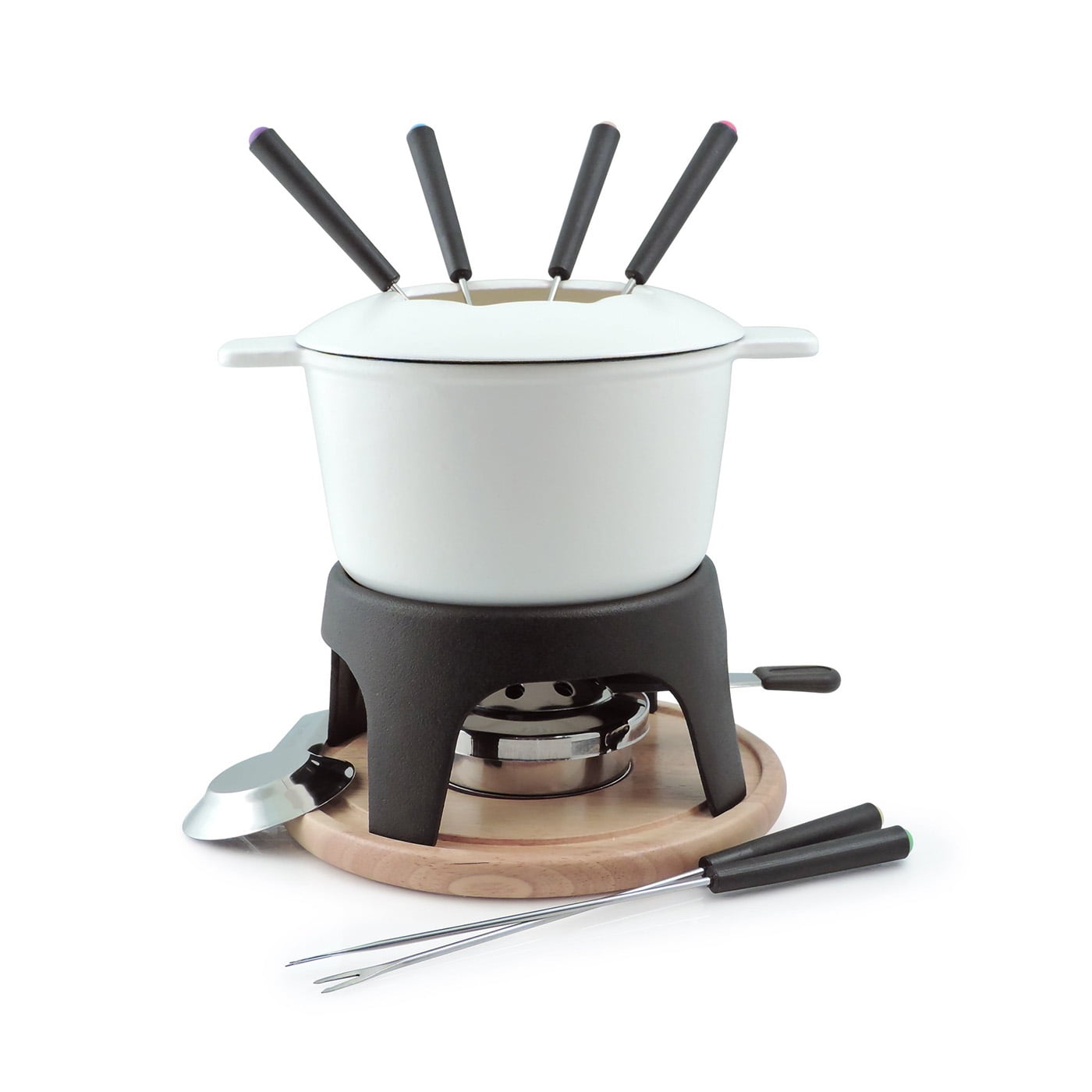 Swissmar Sierra 11 Piece Cast Iron Fondue Set, Matte White