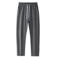 thumbnail image 2 of FRSASU Mens casual sports solid color Pants Loose Fit Elastic Drawstring Waist Straight-Legs Summer Beach Long Pants Gray, 2 of 4