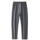 thumbnail image 2 of Pantalones largos para hombre, deportivos, informales, lisos, con cintura elástica y cordón ajustable, de pierna ancha, rectos y cilíndricos, de poliéster., 2 of 4