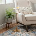 thumbnail image 2 of Powell Barra Round Adjustable Height Indoor Accent Drink Table, 25-30" Tall, Gold/Sandy Marble, 2 of 11