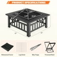 thumbnail image 4 of Fire Pits for Outside, 32" Wood Burning Fire Pit Tables with Firewood Rack, Screen Lid, Poker, BBQ Net, Food Clip and Cover, Backyard Patio Garden Outdoor Fire Pit BBQ Fire Pit, Black, 4 of 7