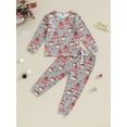 thumbnail image 2 of FEORJGP Kids Toddler Girls Christmas Outfit Christmas Gingerbread Man/Elk Print Pullover Long Sleeve Sweatshirt Tops and Long Sweatpants Elastic Pants Set 2 Piece Fall Fashion Loose Clothes Set, 2 of 9