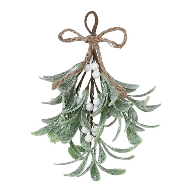 Mistletoe Artificial Adorno Colgante Navideño Mistletoe Decoración Puerta Rama Ornamental Material PP Y Metal Diseño Reutilizable Adecuado para Pareja Fruta blanca