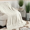 thumbnail image 2 of BNM Fleece Diamond Fluffy Blanket, King, Ivory, 2 of 8