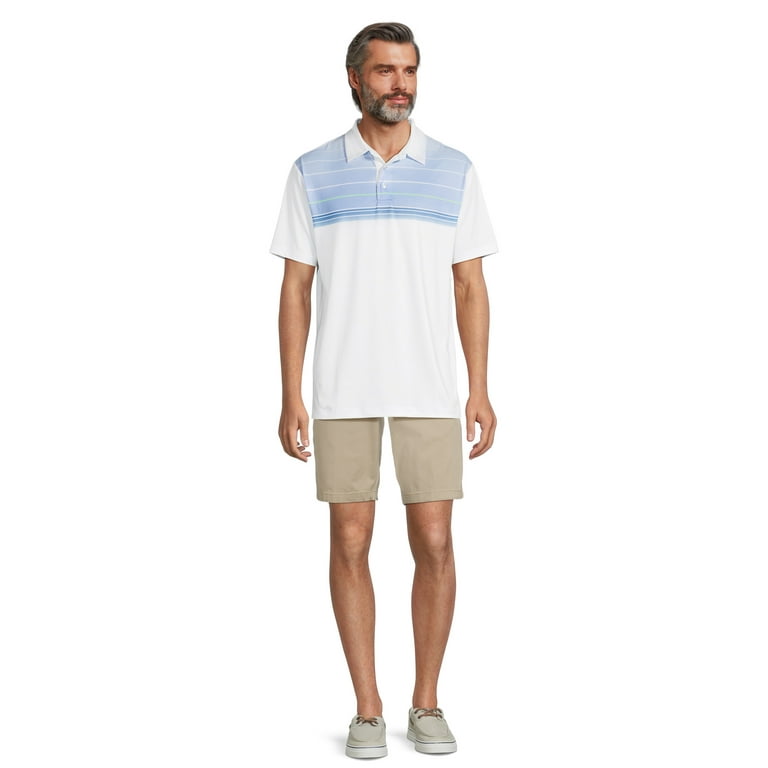 Ben Hogan Men’s Striped Performance Golf Polo Shirt with UV Protection