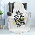 thumbnail image 4 of Wording Soft Flannel Fleece Throw Blanket, Hard Work Success Inspirational Words Grunge Theme Typographic Concept, Cozy Plush for Indoor and Outdoor Use, 50" x 70", Yellow Black White, by Ambesonne, 4 of 5