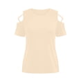 thumbnail image 6 of Paiwinds Women's Cold Shoulder T-Shirt with Criss-Cross Straps, Short Sleeve Crew Neck Casual Top for Spring Summer, 6 of 9
