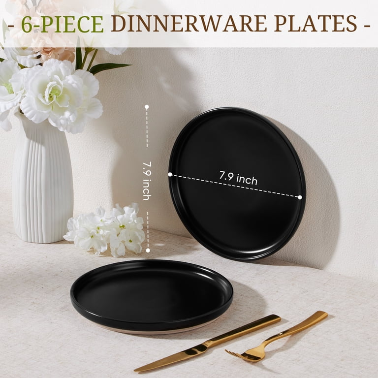 Vesteel Handcrafted Dinner Plates, Matte Black, Set of 6 photo 5