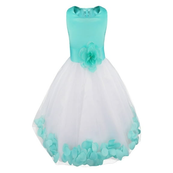 iEFiEL Girls Wedding Birthday Party Flower Dress Bowknot Tulle Princess Dress