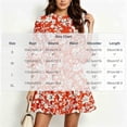 thumbnail image 2 of Fesfesfes Women's 3/4 Sleeve Ruffle Dress Round Neck Elastic Waist Tiered Mini Dress Casual Summer Work Vacation Abstract Print Short Dresses, 2 of 5