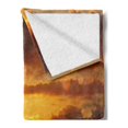 thumbnail image 2 of Sailboat Soft Flannel Fleece Throw Blanket, Last Rays of Sun over Ocean Sail Boat Freedom Relaxing Mediterranean, Cozy Plush for Indoor and Outdoor Use, 50" x 60", Marigold Dark Orange, by Ambesonne, 2 of 5