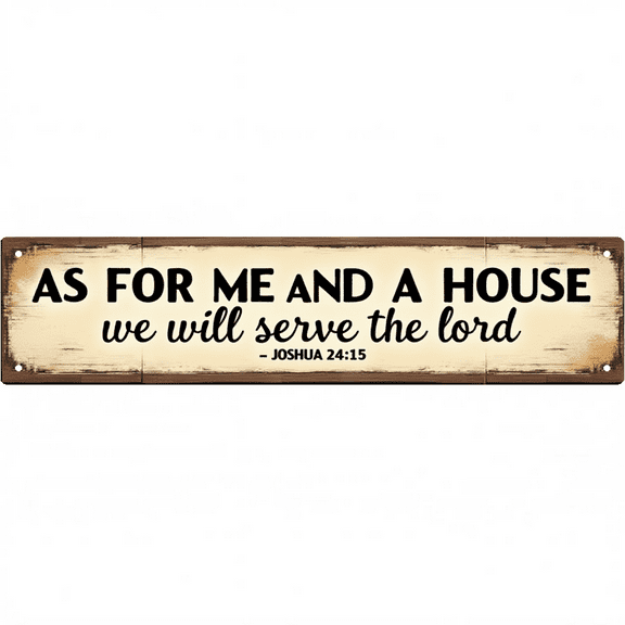 Decorative Tin Signs 16*4 Inches "As for Me and My House We Will Serve the Lord" Biblical Design for Living Room, Bedroom, Patio | Family Sign, Vintage Decor for Home, Outdoor Sign