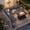 Dark Gray, variant on RADIATA Patio Aluminum Furniture Set with Fire Pit Table and Oversized 29" Seats, 7 Pieces Outdoor Sectional Conversation Sofa Set for Backyard, Poolside, 500 lb/Seat, White & Navy Blue