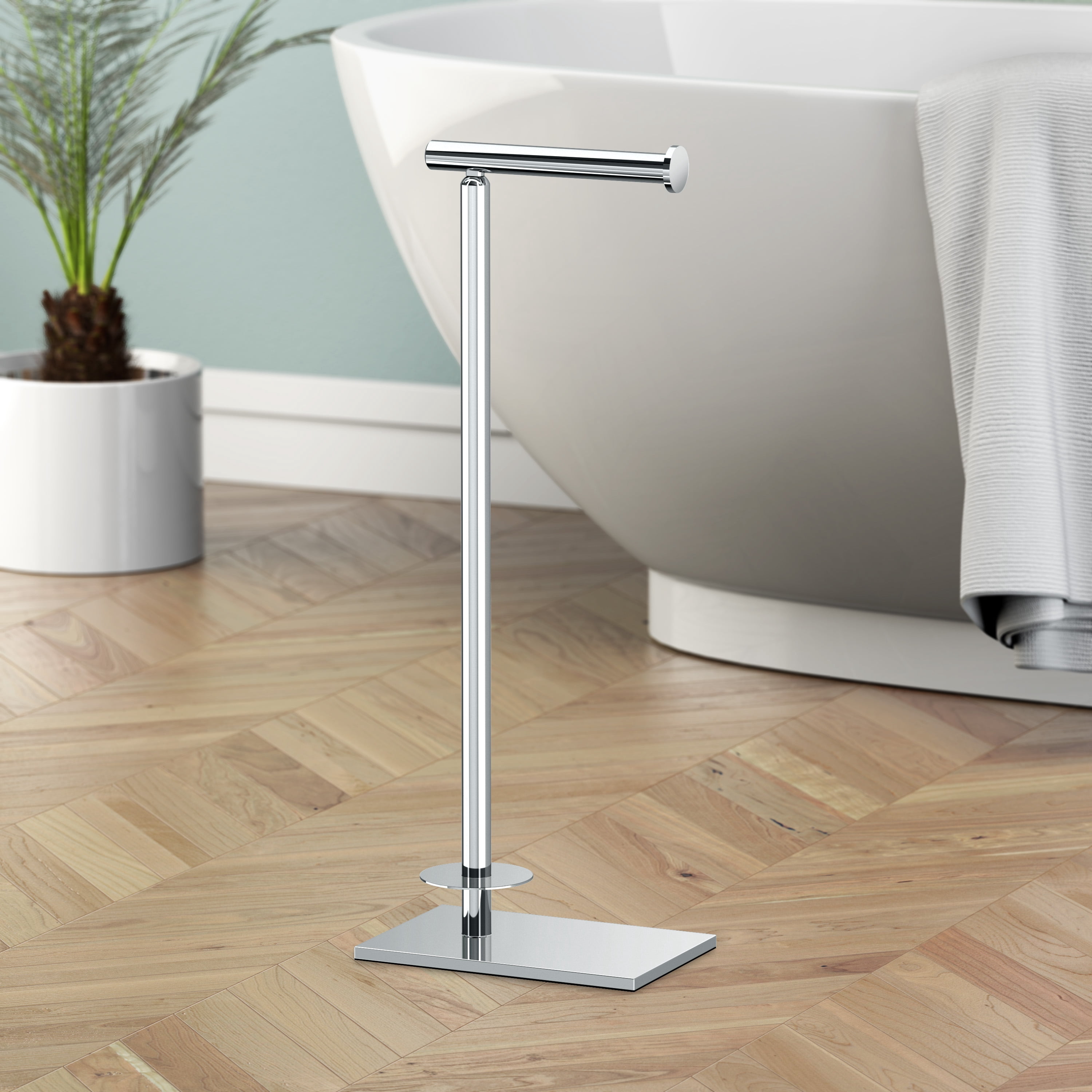 Gatco Latitude II Freestanding Toilet Paper Holder with Storage, Chrome