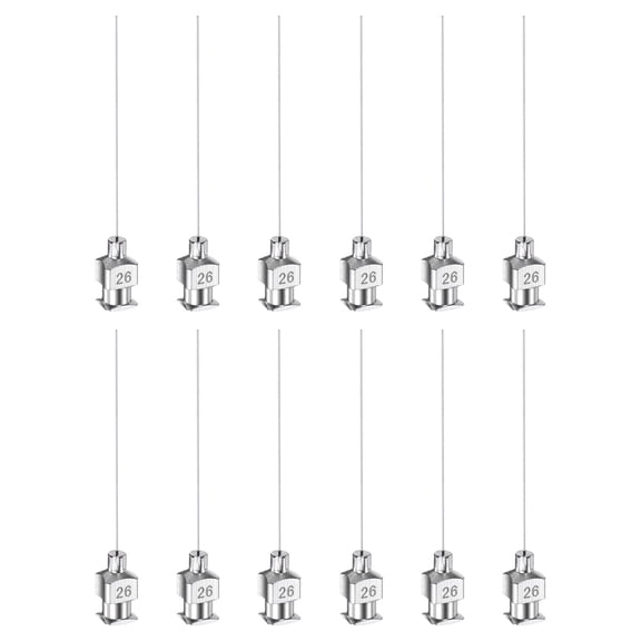 Uxcell 26G Stainless Steel Dispensing Needles, 1 1/2" Glue Needle Tube Blunt Tip 12 Pack