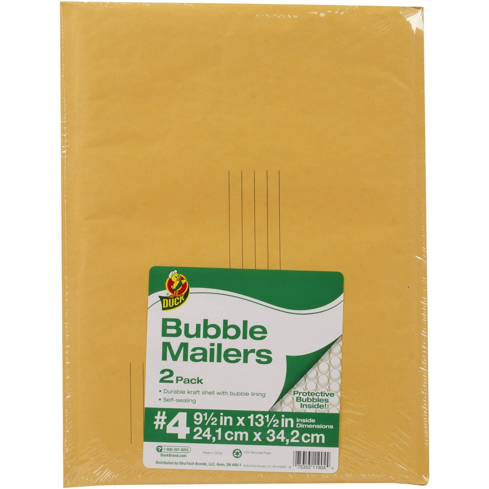 Duck Brand 9.5 In. x 13.5 In. Kraft Bubble Mailers, 2Pack Walmart