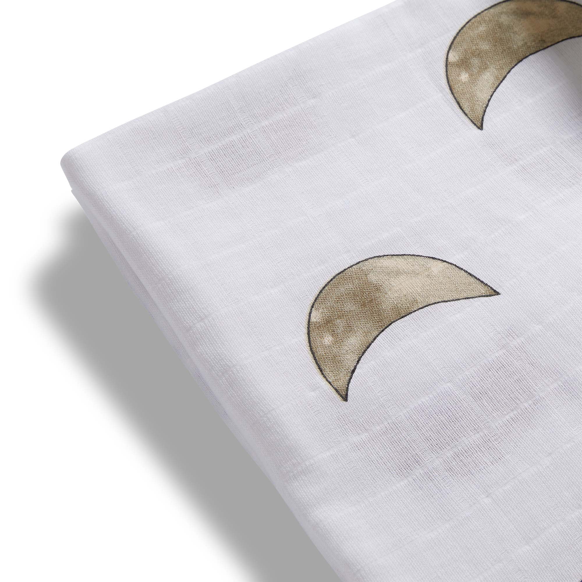 Moonjax Organic Cotton Muslin Swaddle Blanket, Receiving Blanket, Baby Blanket for Girls & Boys | Newborn Gifts, Infant Shower Items, Toddler Gift, Wearable Swaddling Set | Moon