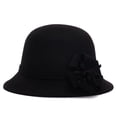 thumbnail image 4 of Koszal Women Retro Flower Bowler Hat Solid Color Cap for Party Prom Cocktail Travel, 4 of 6