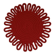 CMrtew Handmade Woven Floral Placemats Vintage Cotton Cord Insulation Mats Heat-Resistant for Dining Table, Kitchen, or Coasters (Diameter 7.1 "9.4" 11.8 ")