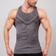 thumbnail image 1 of Camiseta sin mangas con cuello en V para hombre, de punto, con rayas verticales, para fitness, deportes, ocio, ajustada, con cuello en V en forma de I y hombros anchos., 1 of 3