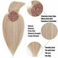 thumbnail image 4 of Benehair 100% Remy Human Hair Extensions Clip In Hairpiece Toupee Topper With Bang Mono Base for Women Highlight Blonde Density 150% Seamless, 4 of 13